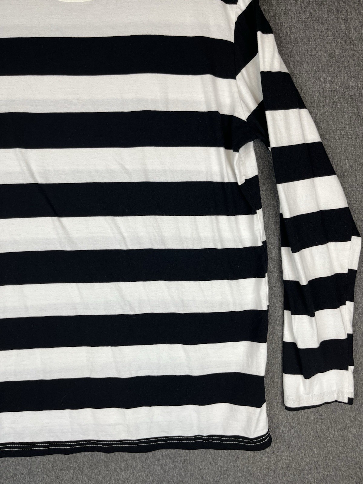 iClosam Shirt Mens XL Long Sleeve White Black Striped Stretch Casual gallery