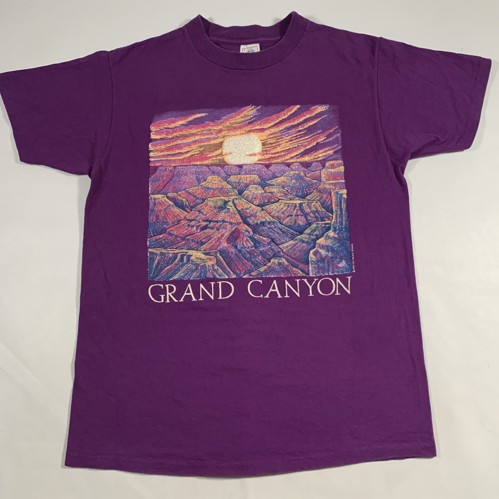 VTG 90s Grand Canyon 1992 Glitter Sunset T-Shirt Large Purple Single Stitch gallery