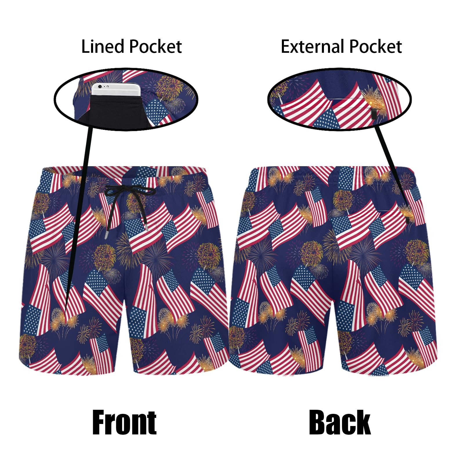 Men's American Flag Hawaiian Shirt and Short Set 2 Piece Patriotic USA Outfit... gallery