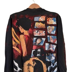 One Piece Anime AOP Manga Monkey D Luffy Long Sleeve T-Shirt Size Large