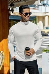 Men Mock Neck Turtleneck Long Sleeve Shirts Undershirt Thermal Fleece Lined Tops