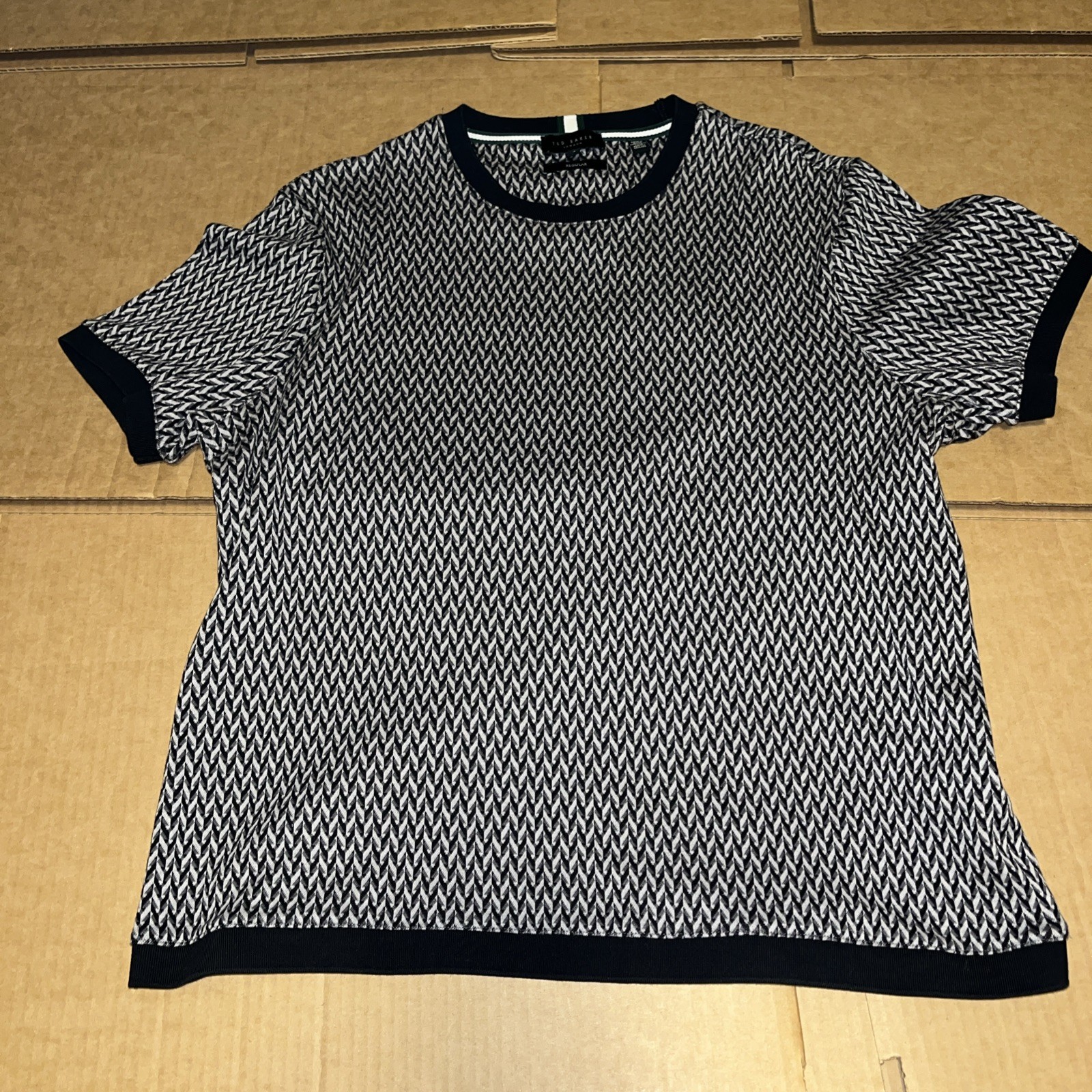Ted Baker London Finity Jacquard T-Shirt Cotton Size 4 Regular