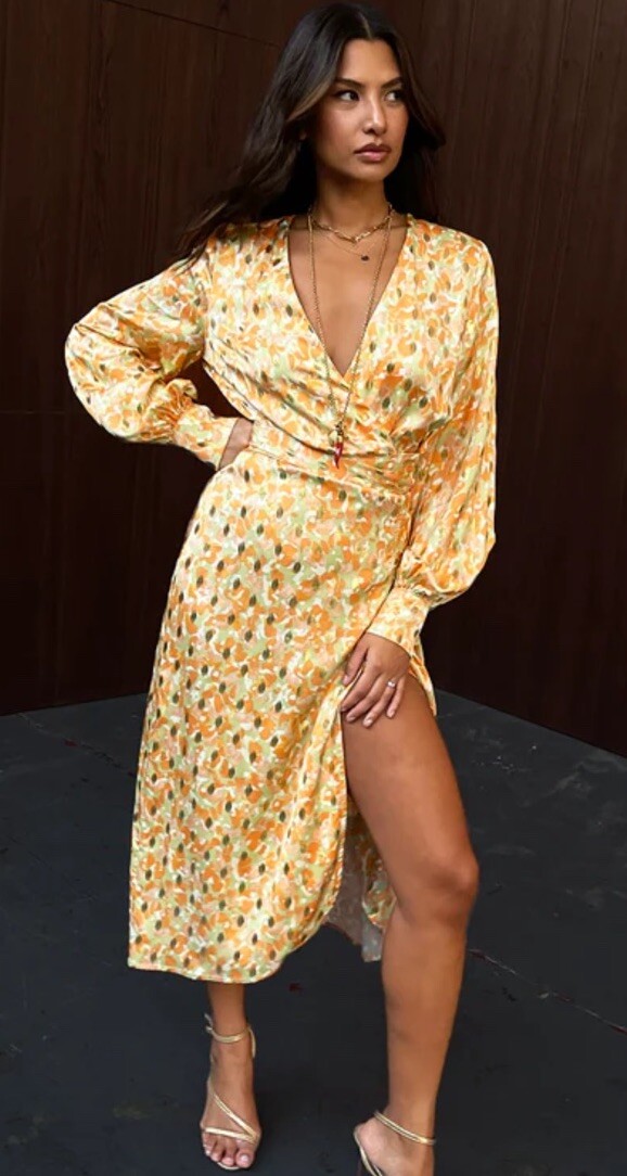 NEVER FULLY DRESSED Vienna Gold Wrap Dress Size 8 GENUINE RRP £99 #U8