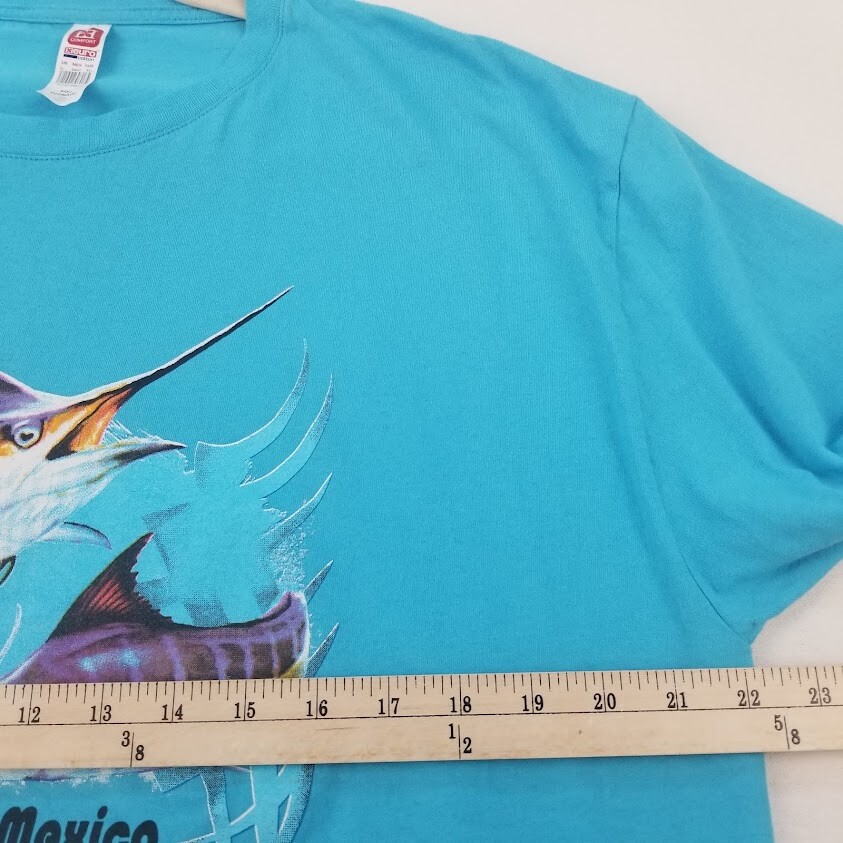 Cozumel Mexico T Shirt Men's XL Blue Short Sleeves Crewneck Fish Stretch Cotton gallery