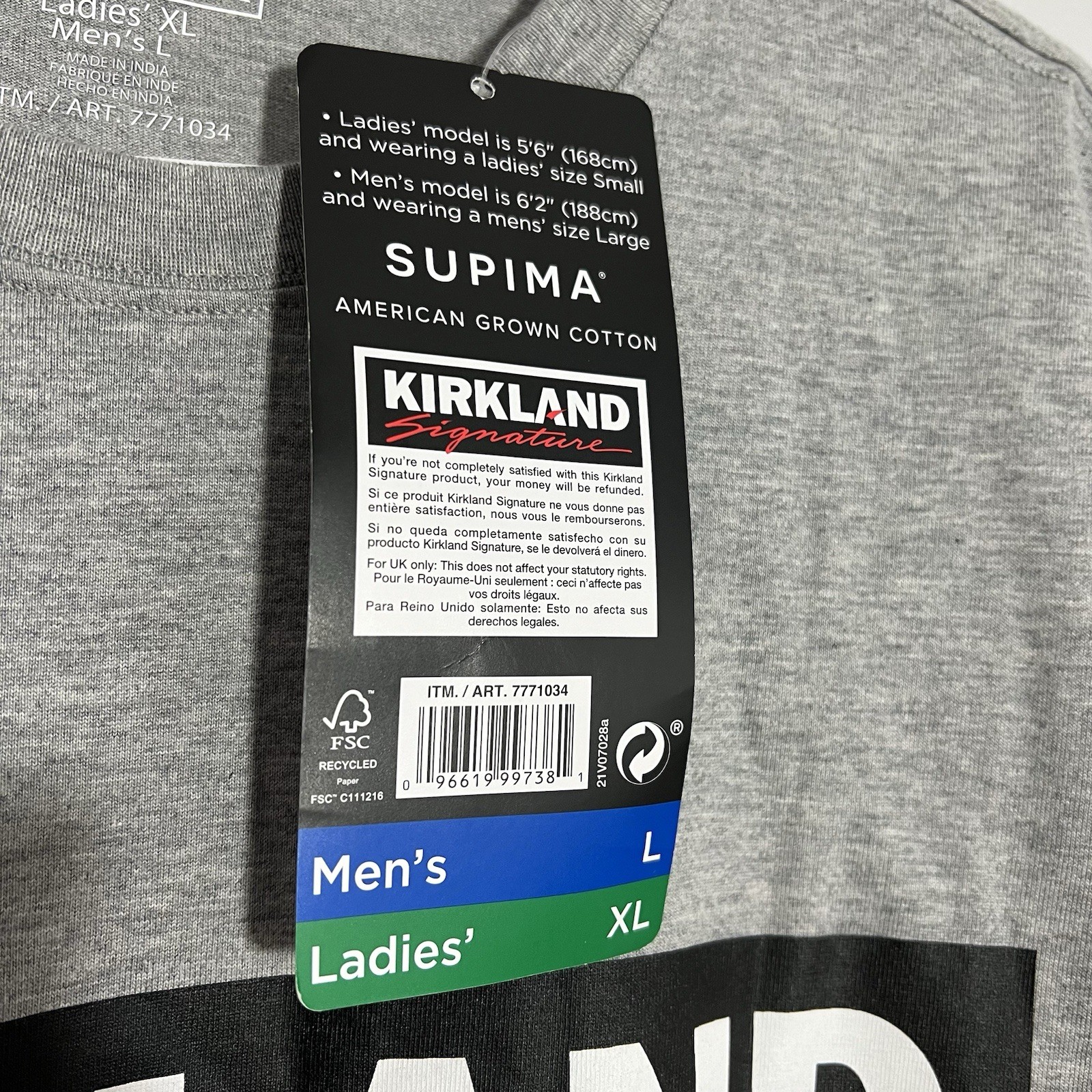 NEW Costco Kirkland Signature Gray Black White Short Sleeve T-Shirt Mens Large gallery