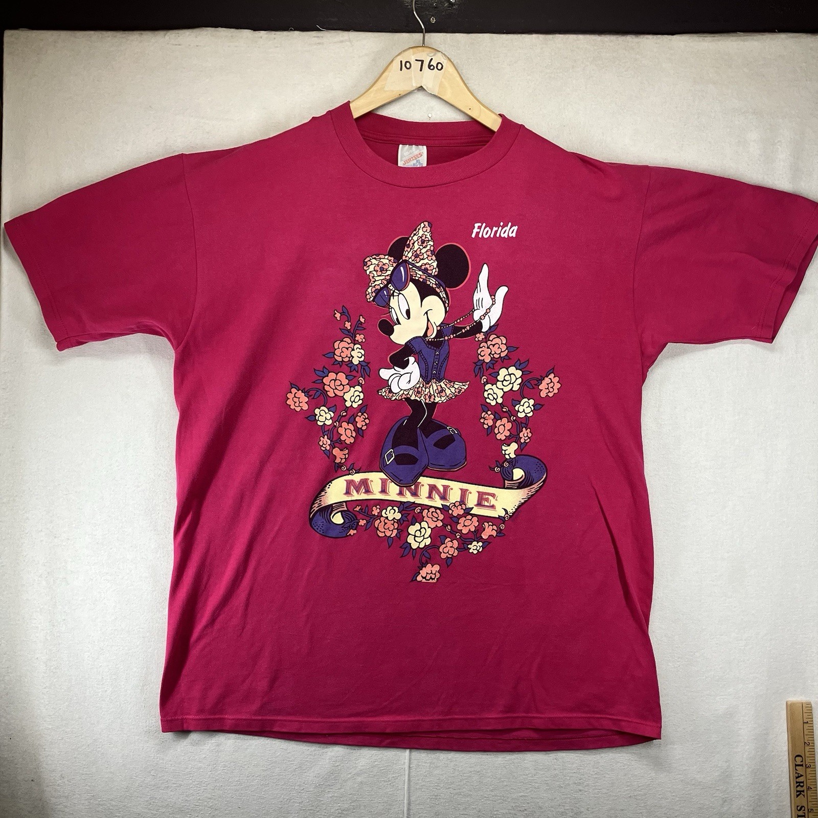 Vintage Florida Minnie Mouse T-Shirt Adult Size XL Pink & Gold Glitter VTG gallery