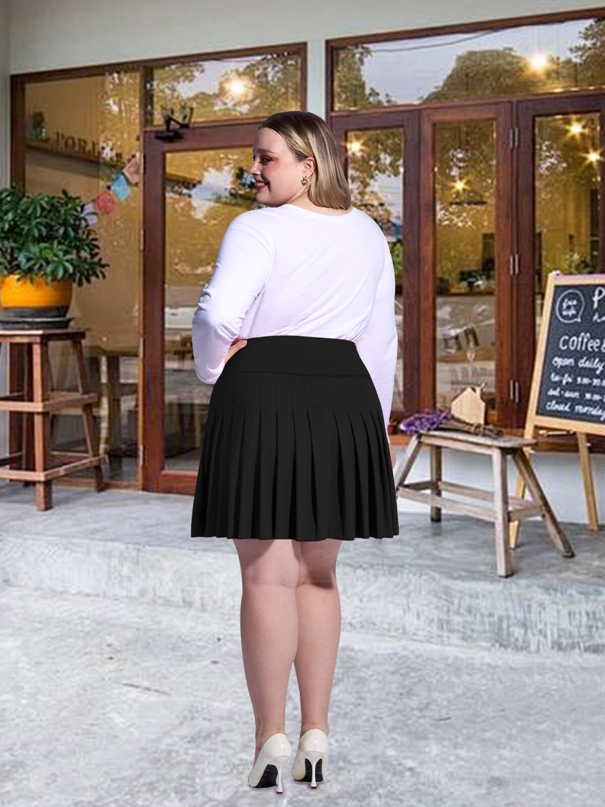 Women's Plus Size Pleated Mini Skirt- Girls High Waist Tennis Athletic Skirt ... gallery