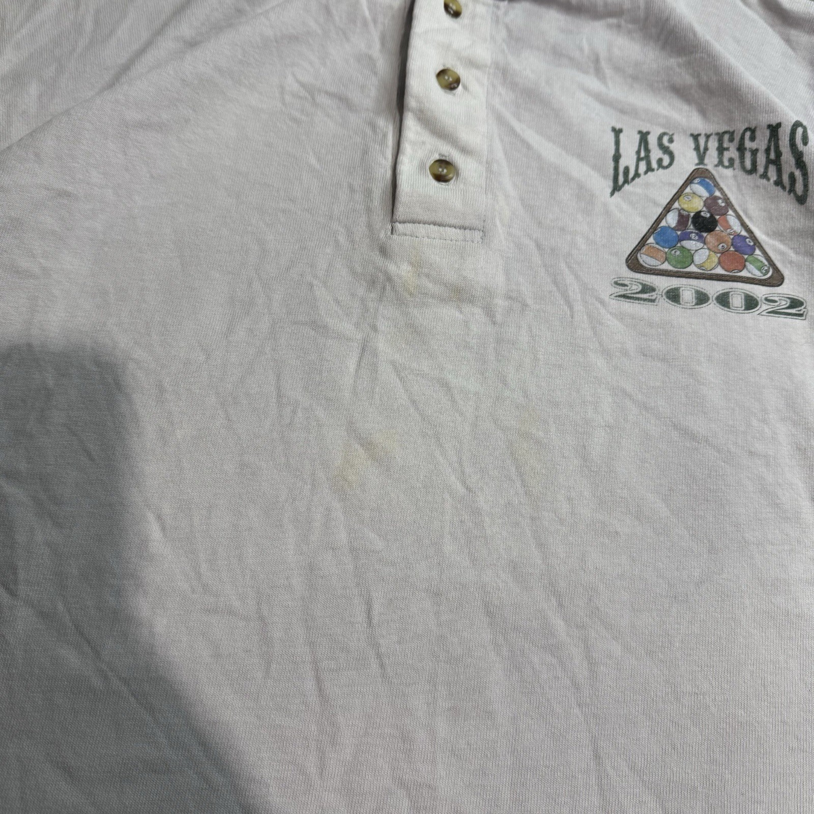 VTG 2002 Las Vegas Billiards Colorblock Henley Shirt Mens L Distressed Grunge gallery