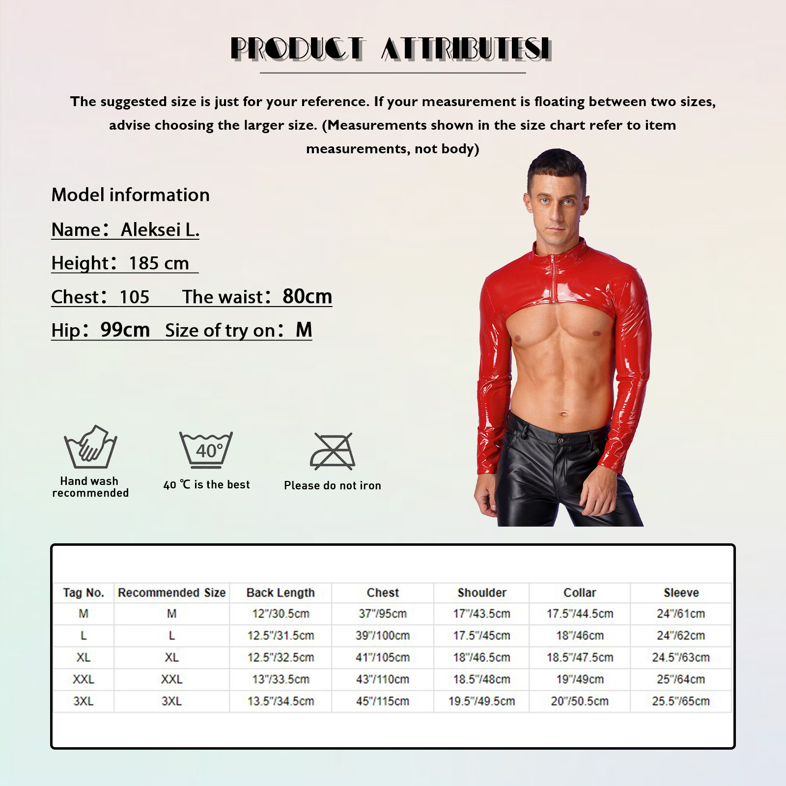 Mens PVC Leather Long Sleeves Tank Top Half Shrug Muscle =Harness Sissy Clubwear gallery