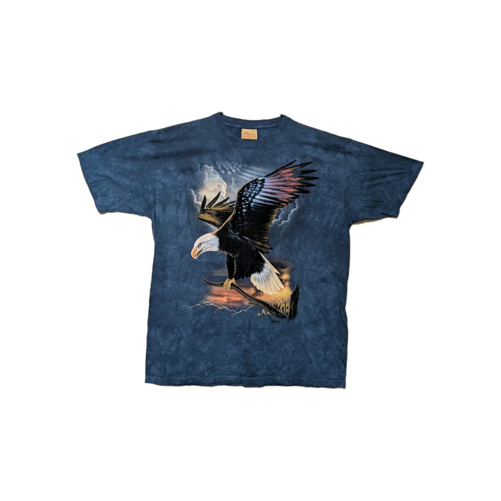 The Mountain Mens T-shirt Vintage 2006 Blue "The Patriot" Leather Tag 2XL #6150 gallery