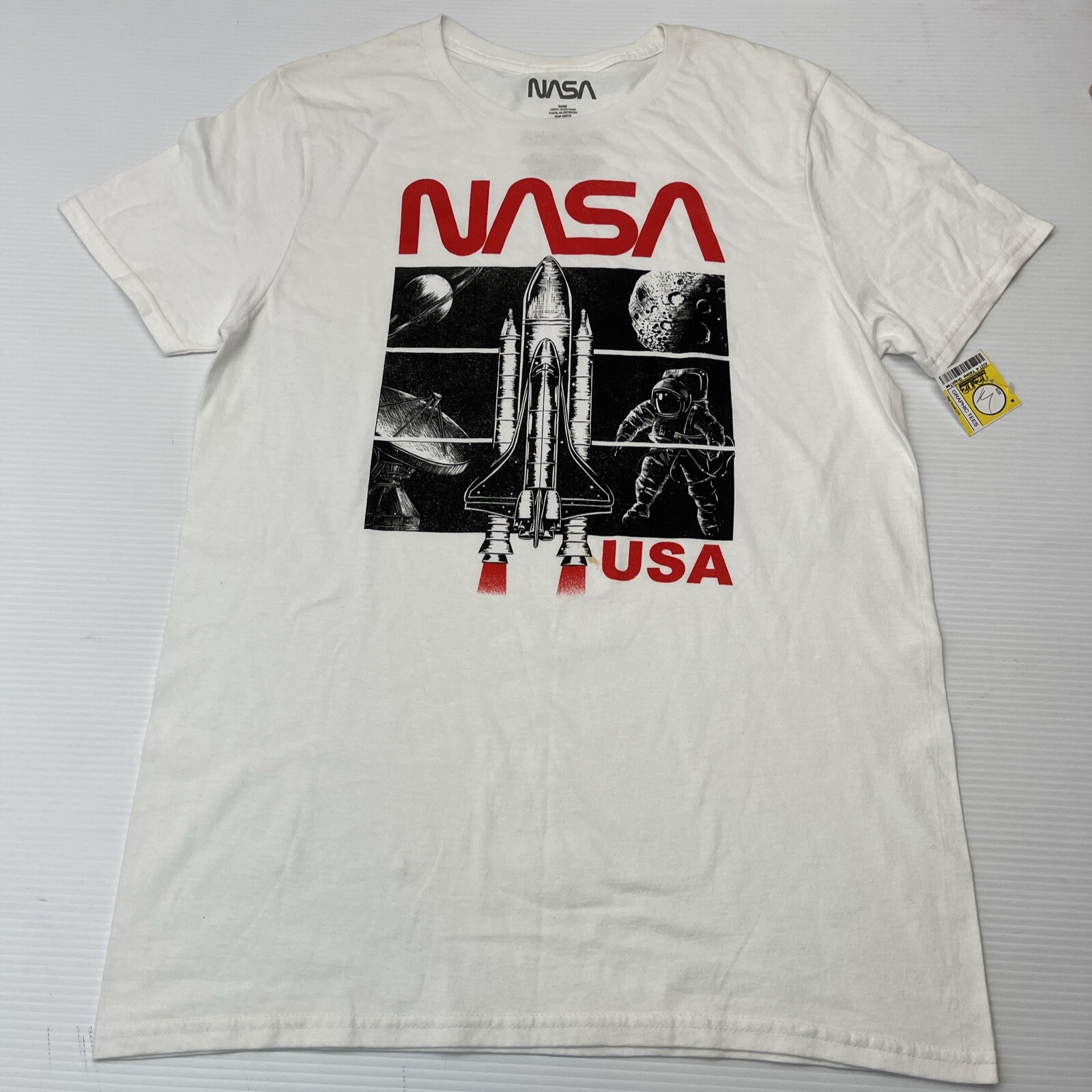 NASA Space Shuttle Astronaut USA Graphic T Shirt Men's M Medium White gallery