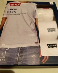 LEVI’S Men’s White 3Pack Crew Neck White T Shirts Premium Cotton Choose Size