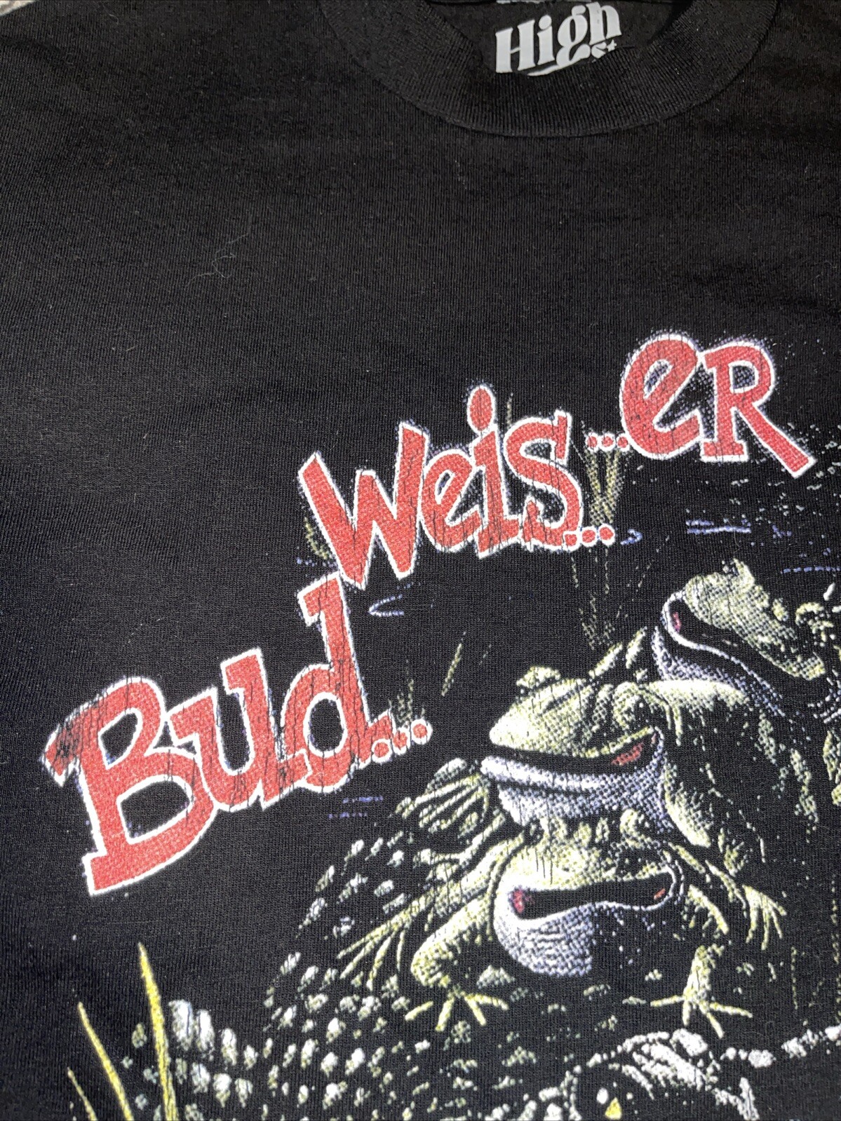 Rare Budweiser King Of Beers Frogs Croc Bud Weis Er T- Shirt S High Street USA gallery