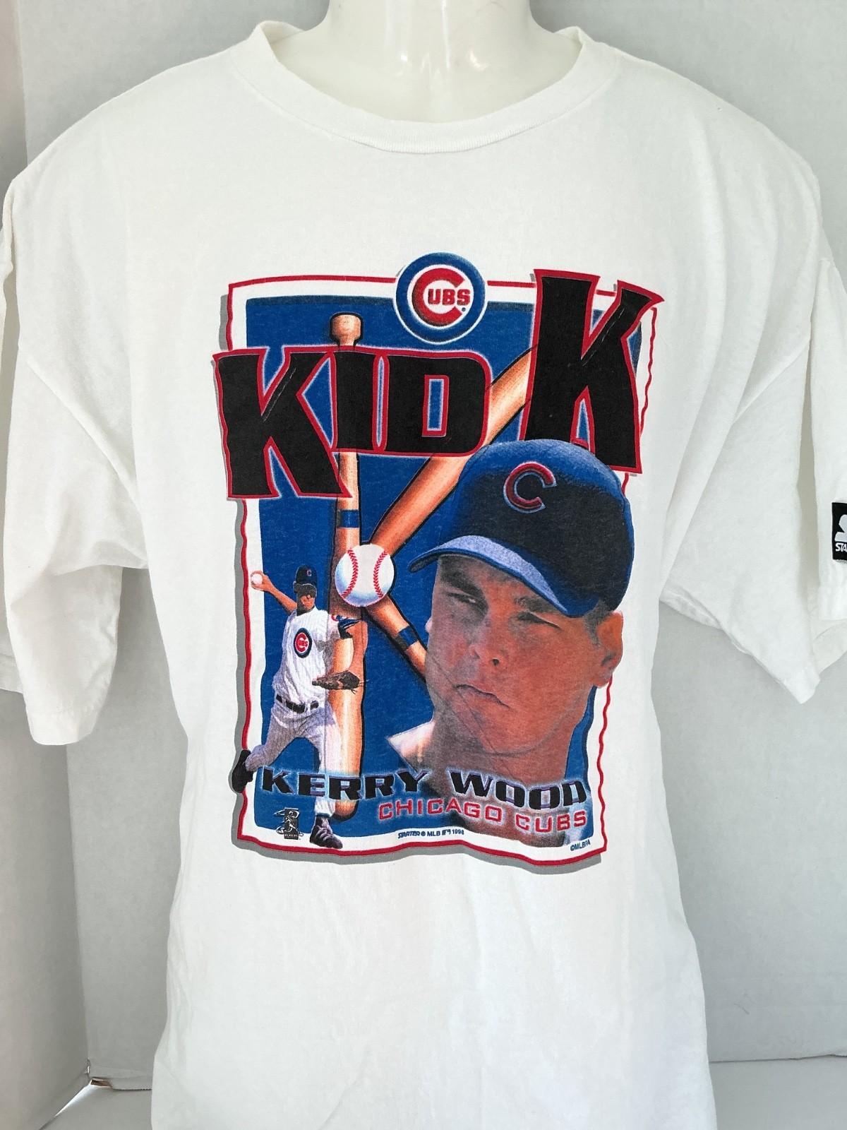 Vintage 90s Starter Chicago Cubs Kerry Wood KID K 1998 20K t Shirt sz XL gallery