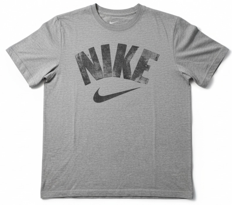 MEN’S TSHIRT: Nike Standard Fit Athletic Cut Gray Gym Shirt Bold Logo MEDIUM M