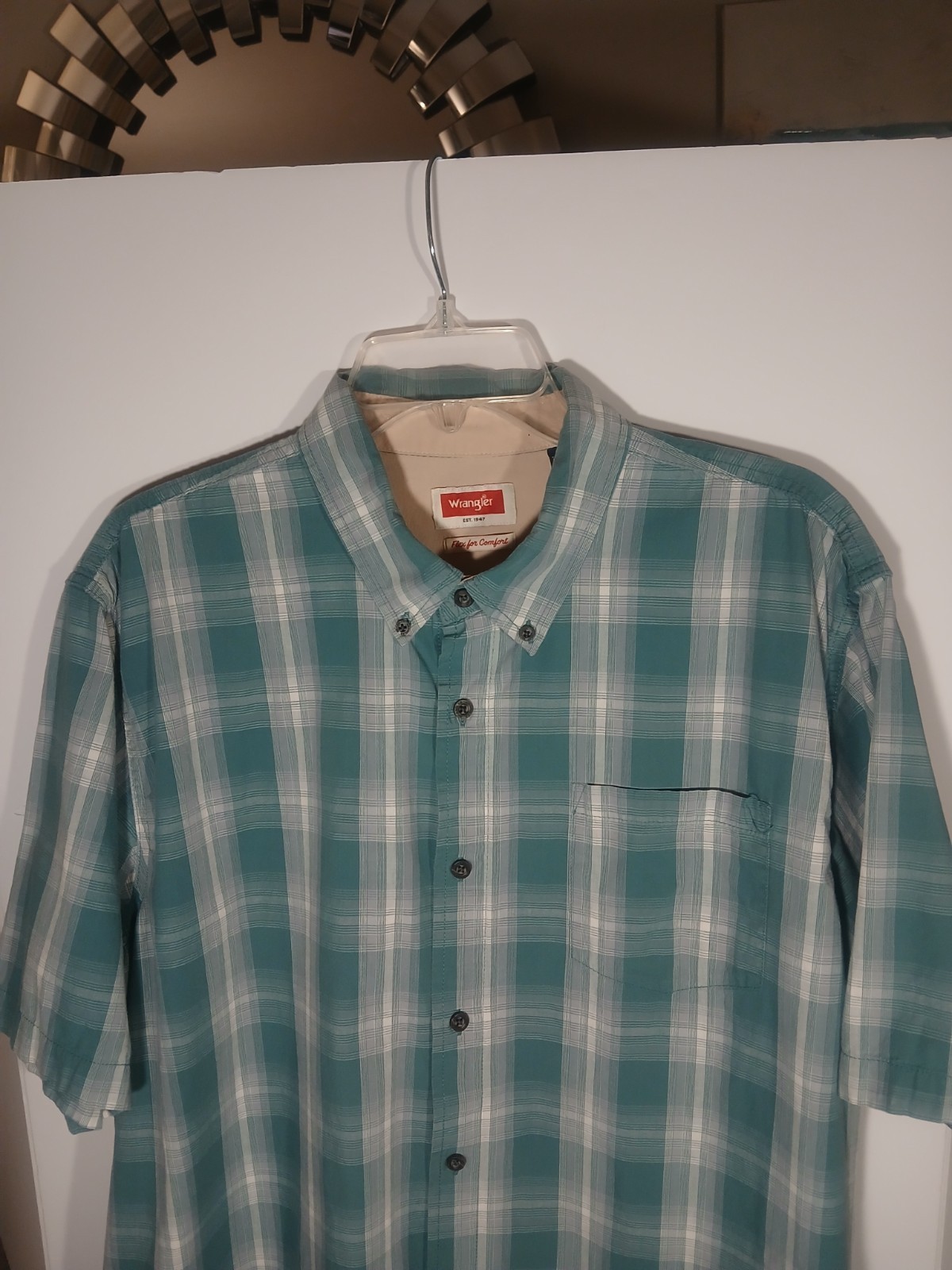 Wrangler Men Blue Plaid Button Down Shirt XL gallery