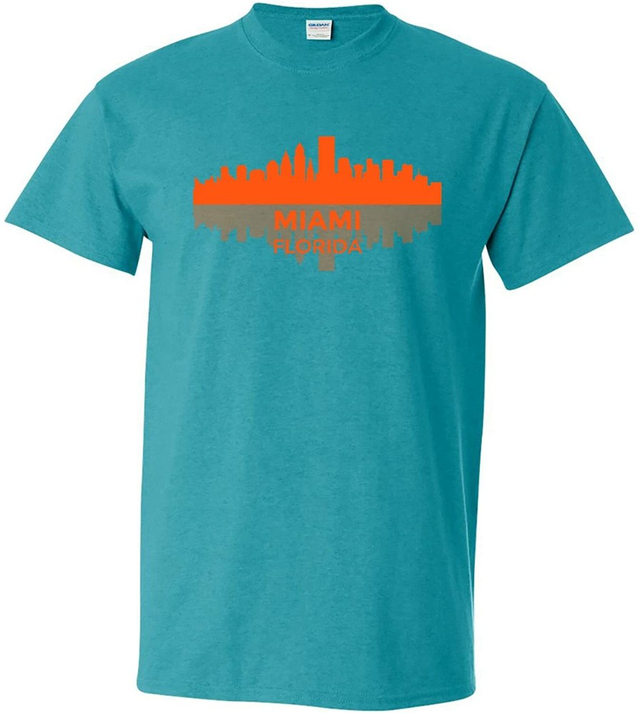Miami Florida Skyline – City Classic Sports Team T Shirt – Antique Jade
