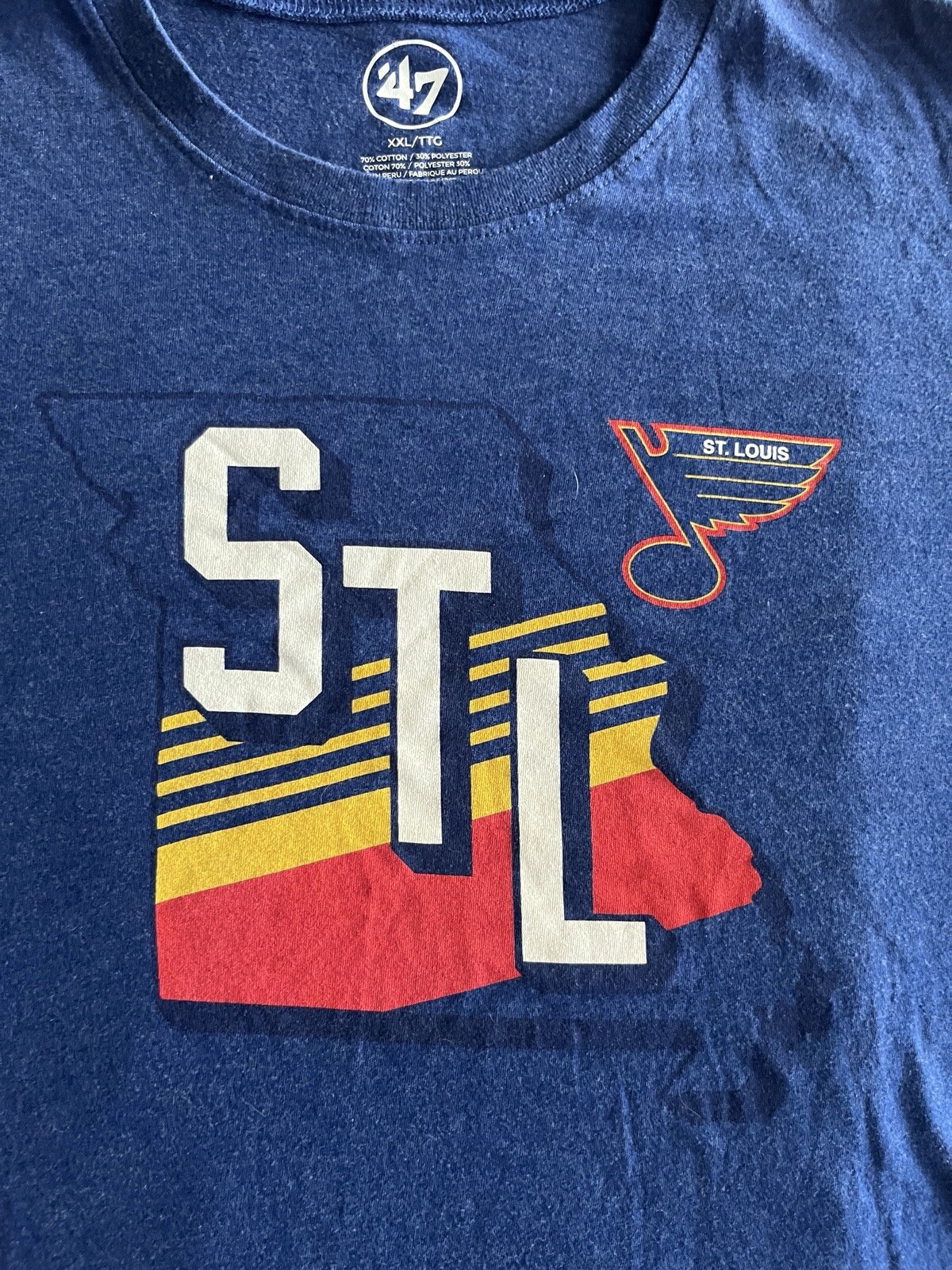 47 St Louis Blues Blue Retro Striped State Hockey Unisex T Shirt 2XL (23x29) gallery