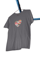 Colorful Quilted Patchwork Heart Tee | Geometric Heart Shirt