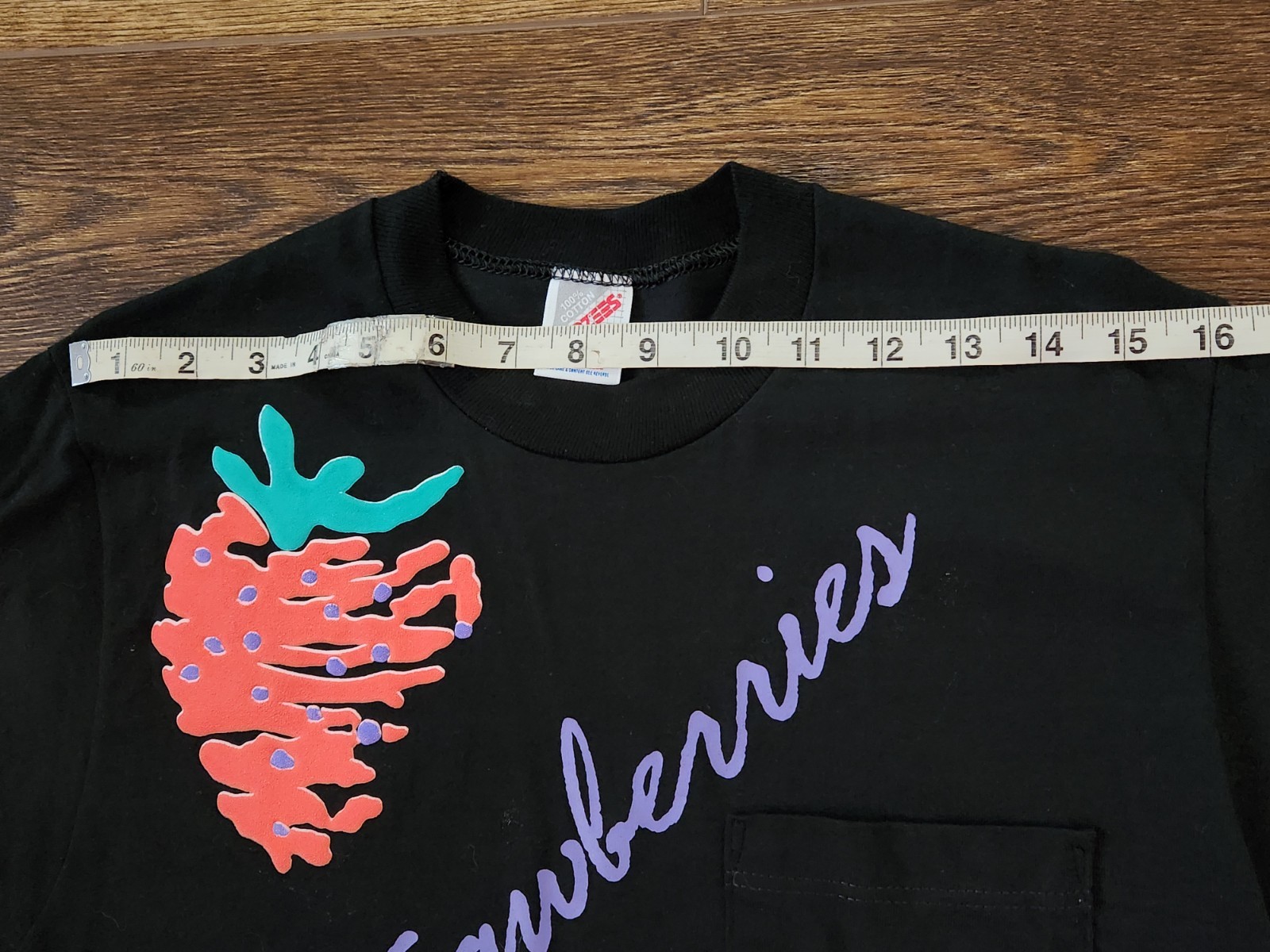 Vtg Jerzees Single Stitch Tshirt Strawberries Sedona AZ Puff Paint Unisex Black gallery