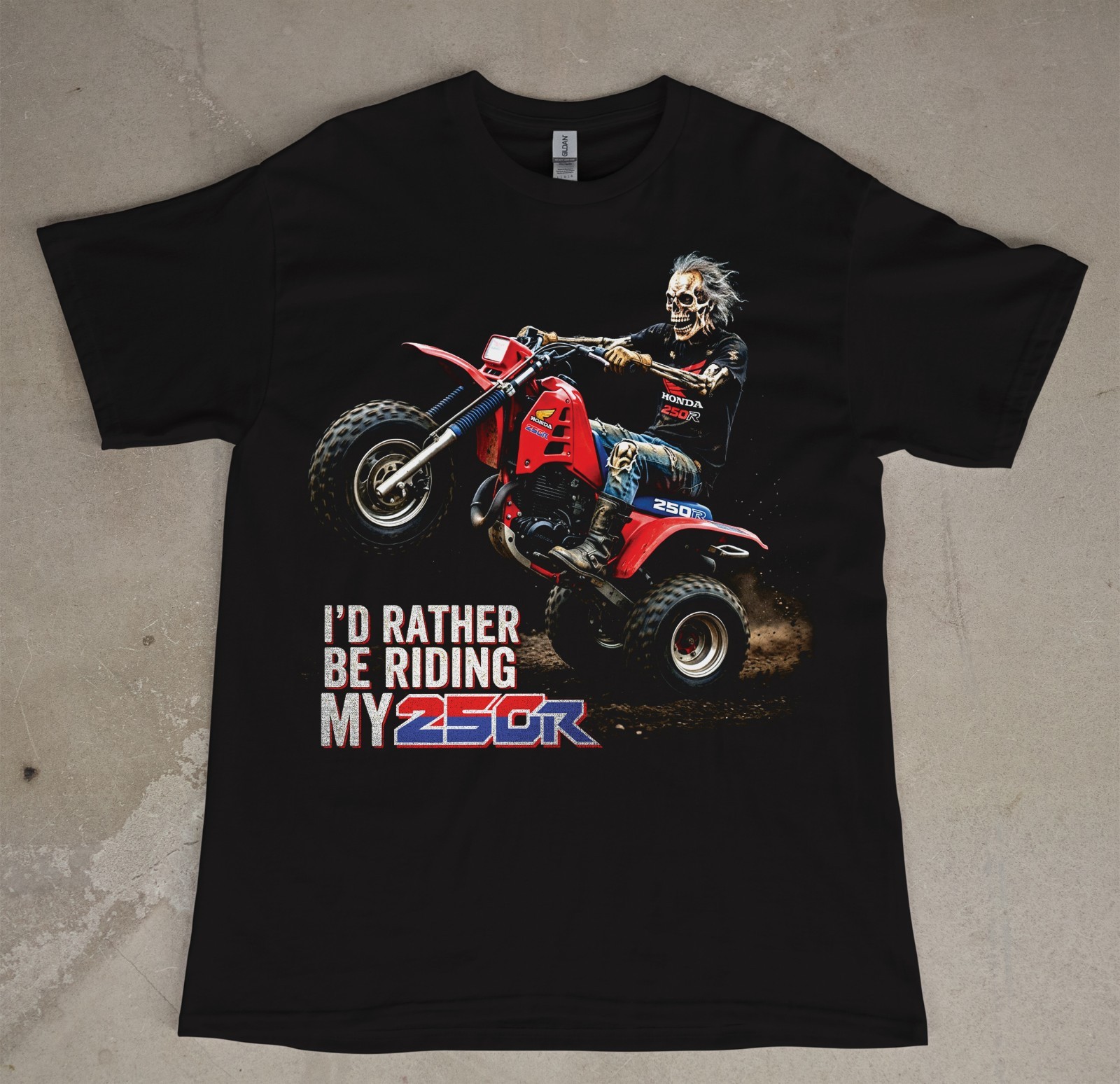 Honda 250R 3 Wheeler T-shirt ATC I'd Rather Be Riding My 250R Tee Shirt Zombie gallery