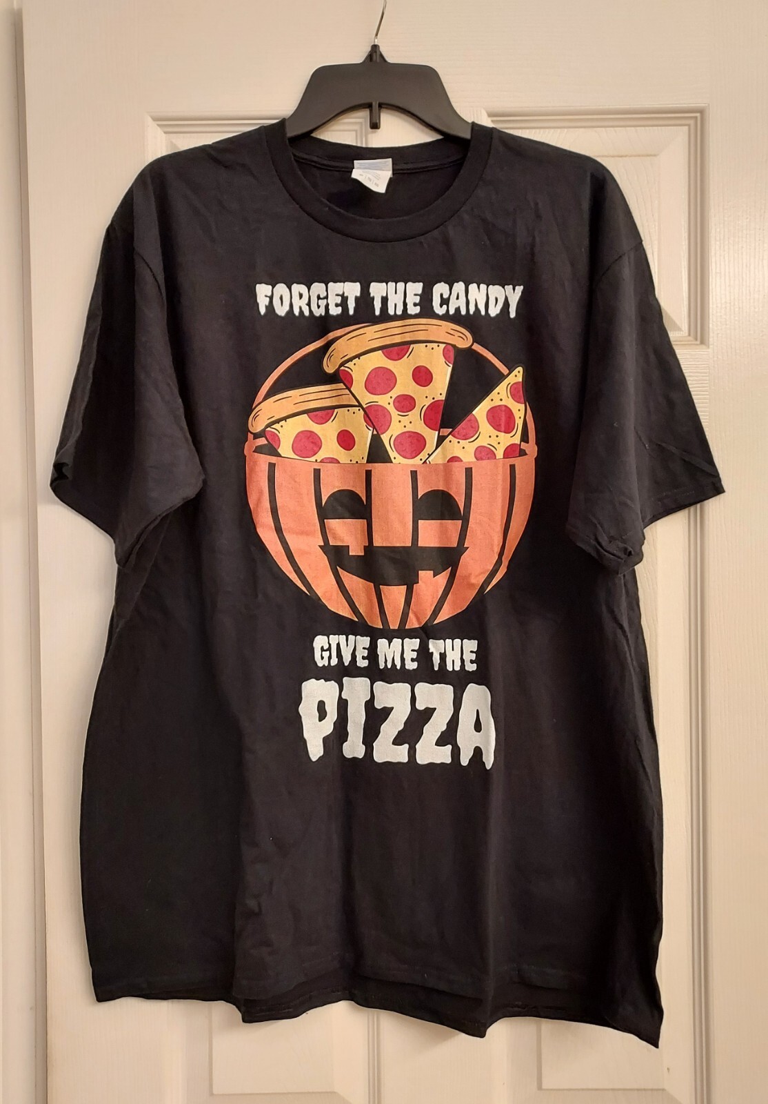 Halloween T Shirt Funny Men's XL Jack O Lantern Pumpkin Pizza gallery