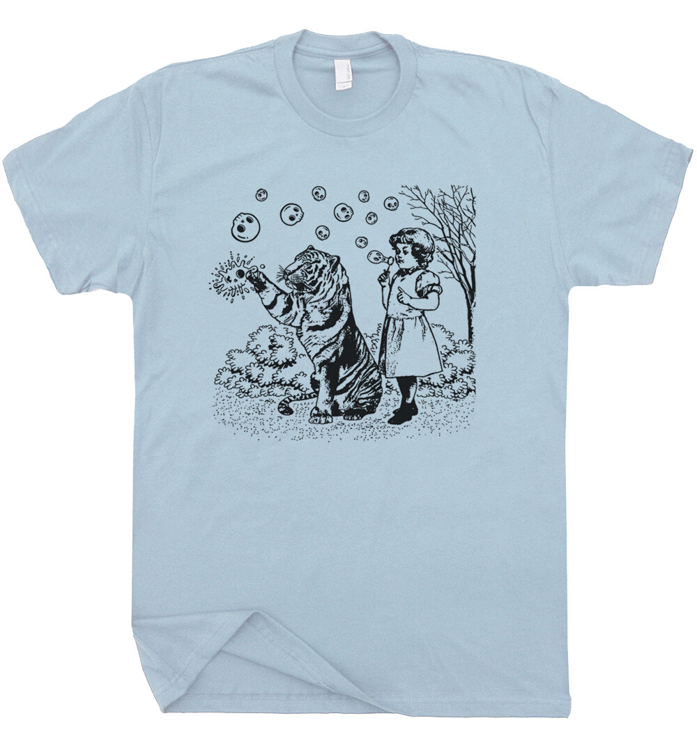 Girl and Tiger Shirt Blowing Skull Bubbles Weird Retro Unique Vintage Random Tee gallery