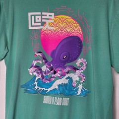 CLOAK Octopus Hidden in Plain Sight Graphic T-Shirt Large Seafoam Green Cotton