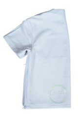 Men’s Soft White Cowhide Leather Side Zipped Half Sleeve Slim Fit T-Shirt
