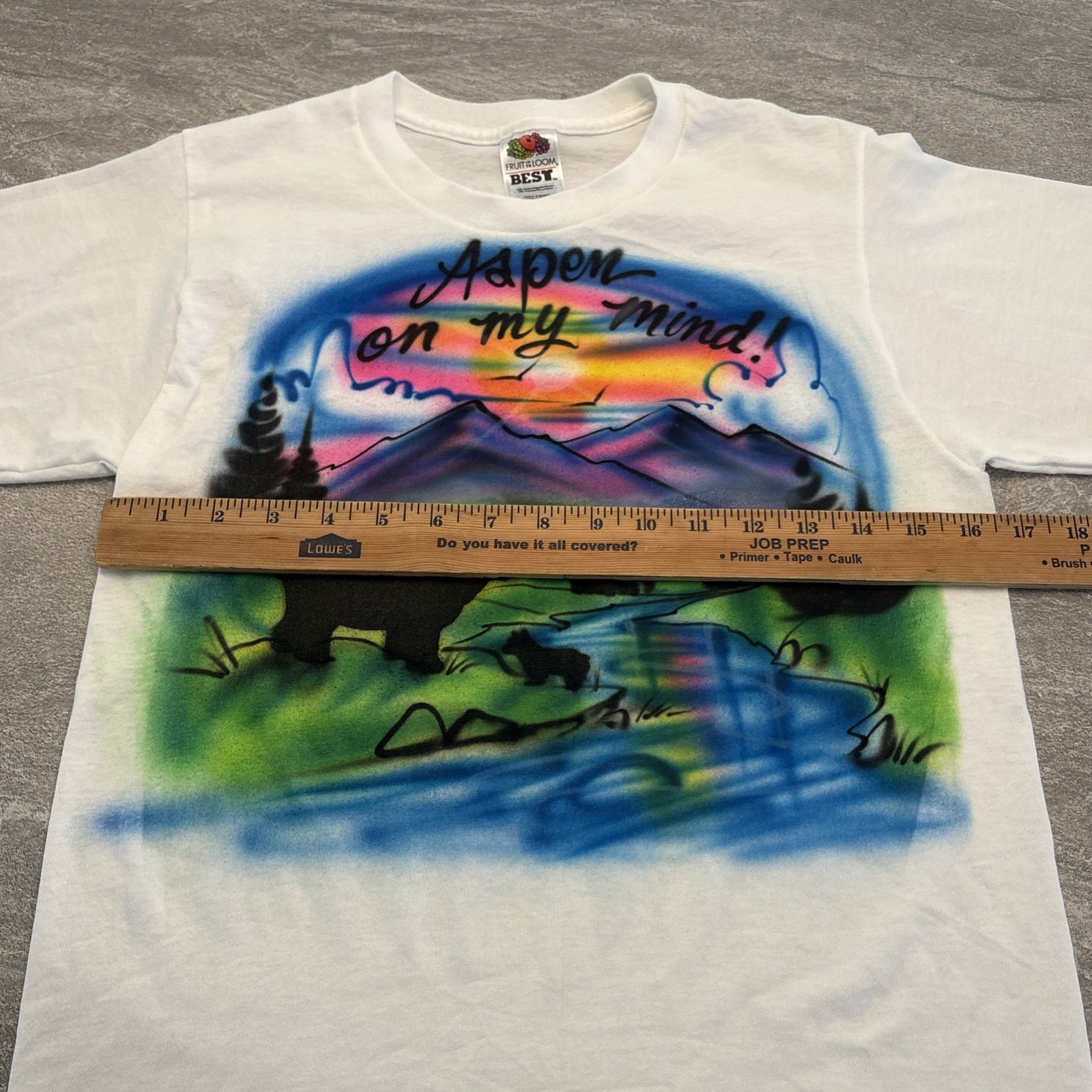 Vintage 90s Airbrush Aspen Colorado Mountain Bear Nature Shirt Large White Art gallery