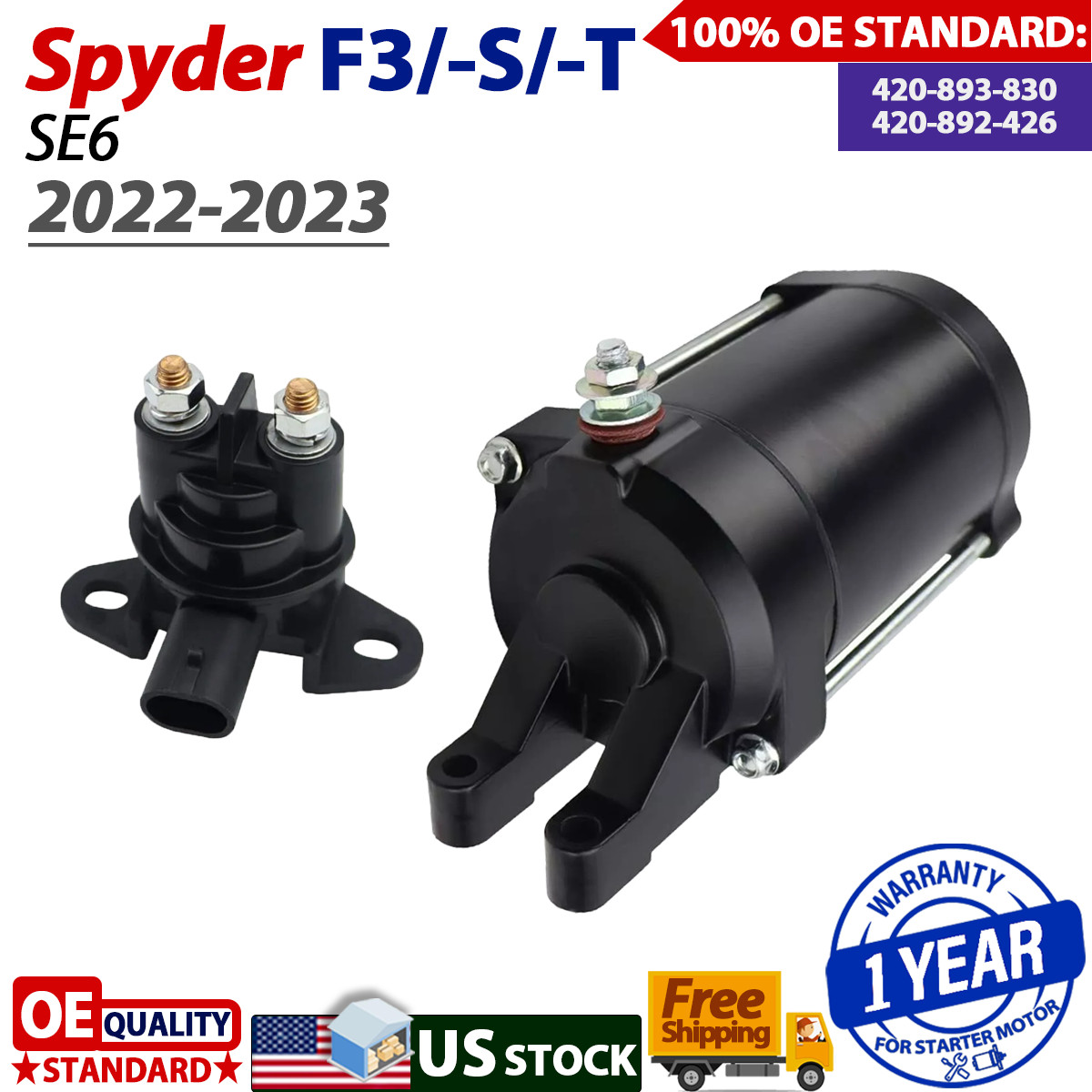 Starter for Can-Am Spyder F3/F3-S/F3-T SE6 2022-2023 with Relay