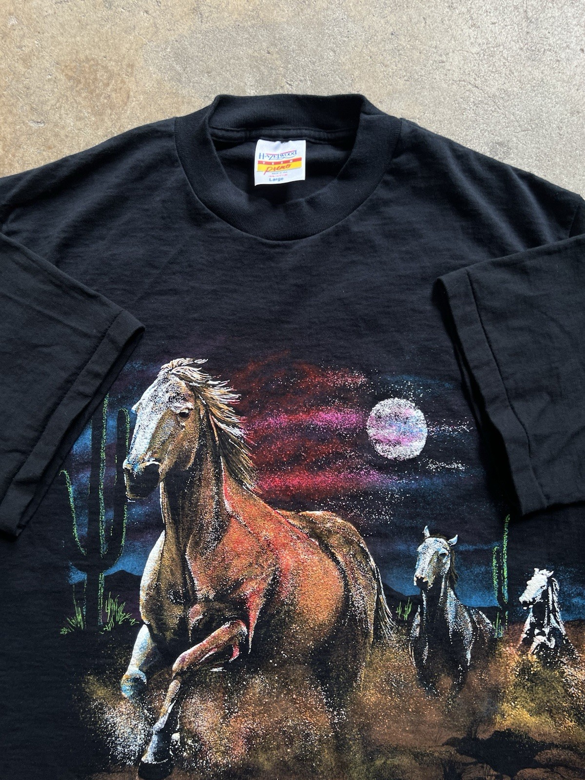 Vintage 90s Hazelwood Horse Wraparound Nature T Shirt X Adult XL Colorful Art gallery