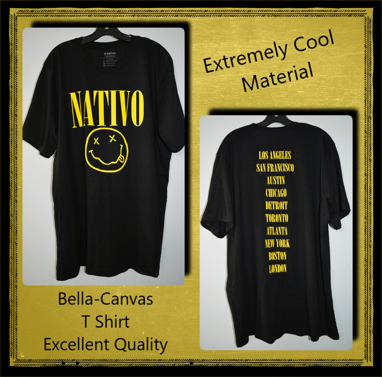 Bella-Canvas T Shirt ( Smiley Face ) 100% High Quality Cotton W/ Free Shipping !
