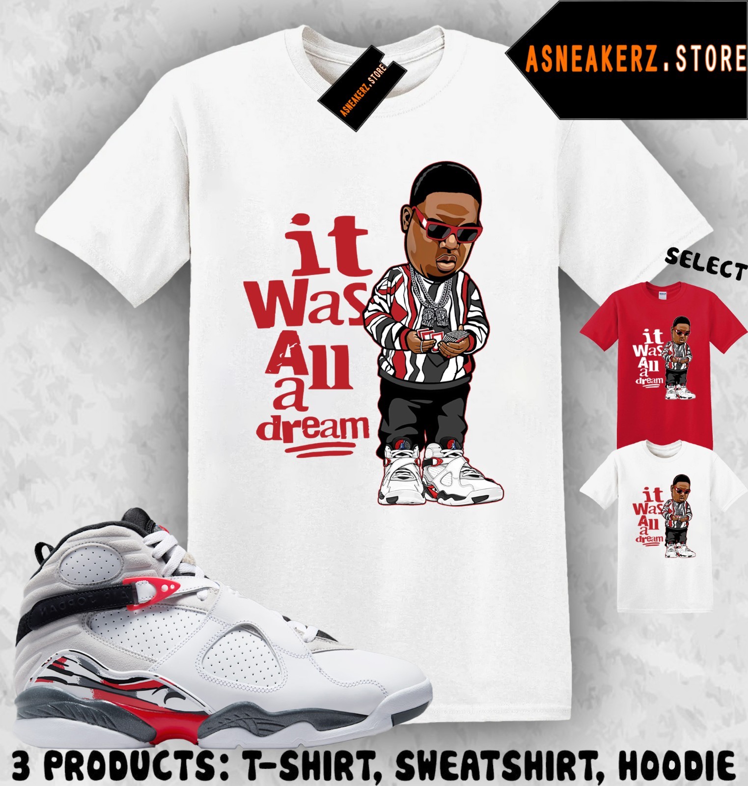 Tee Shirt Matching AJ 8 Bugs Bunny 2025 Match Sneaker Sneakerhead Biggie T-Shirt