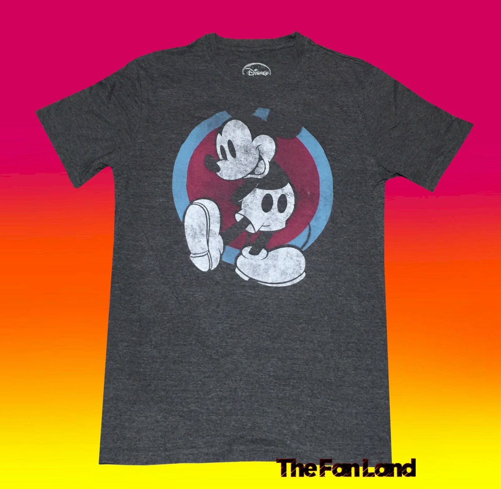 New Disney Mickey Mouse Gray Vintage Classic T-Shirt