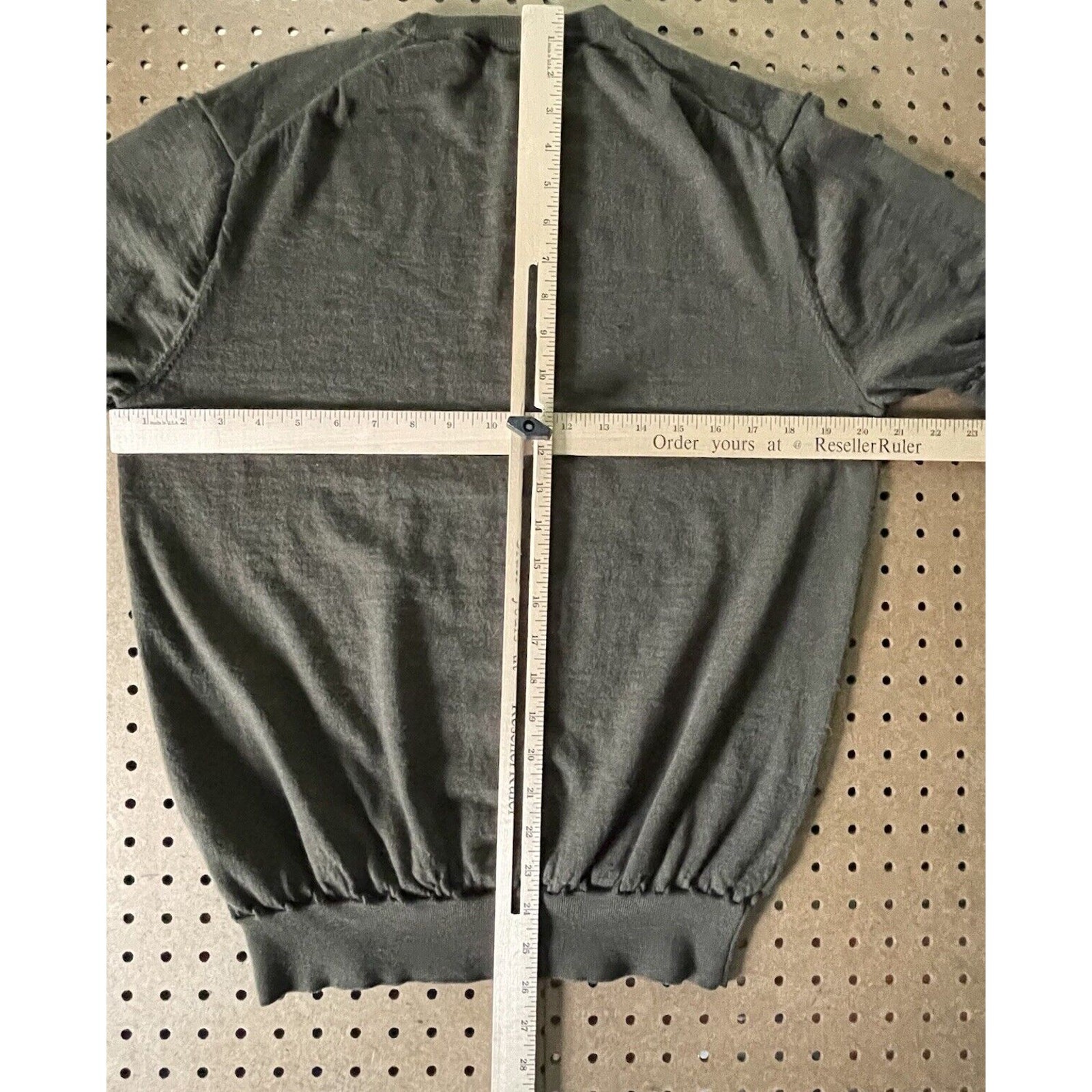 Suitsupply Shirt Mens Medium Olive Green Merino Wool Crew Neck Ribbed Knit gallery