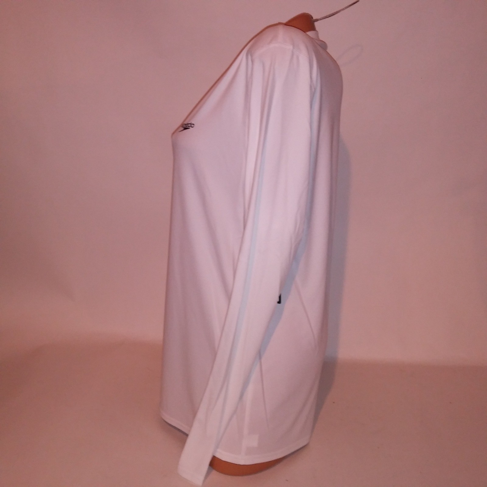 Speedo T Shirt Mens Medium Solid White Quick Dry UPF 50+ Long Sleeve Athletic gallery