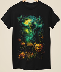 Inspired by Classic Halloween Horror –Candy Cauldron Ghost Wraith T-Shirt H0-050