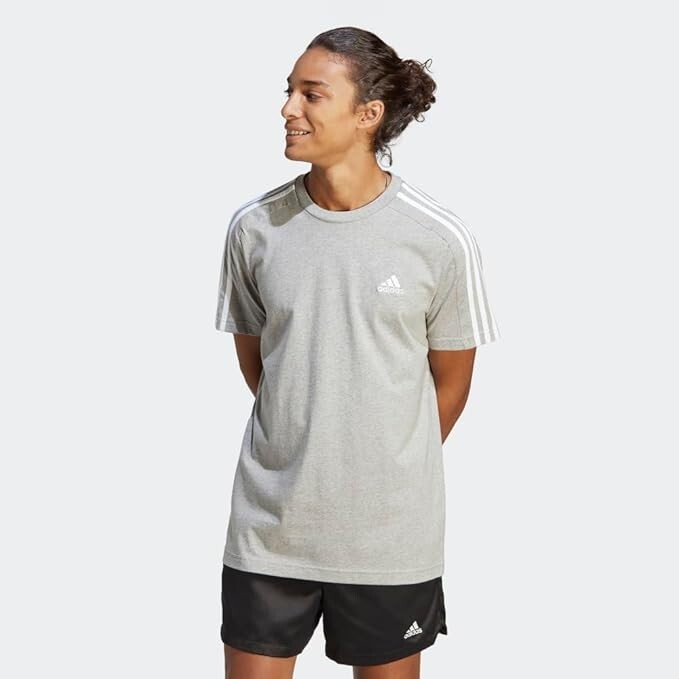 NEW Adidas Men's Essentials Single Jersey 3-Stripes Tee - Size Medium gallery