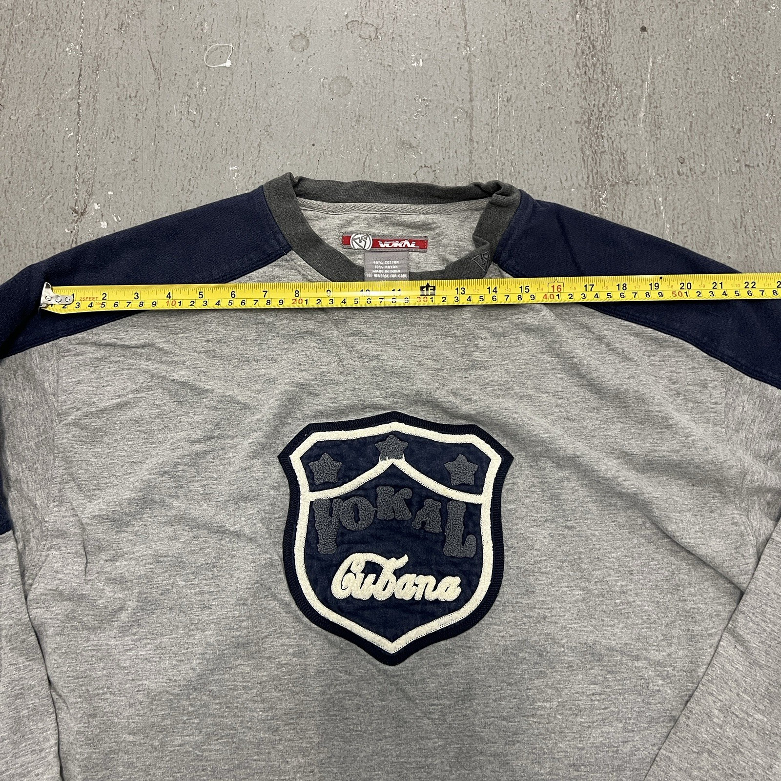 Vintage VOKAL Men's Cubana Shirt Size XL Grey/Blue T Shirt Embroidered Nelly gallery