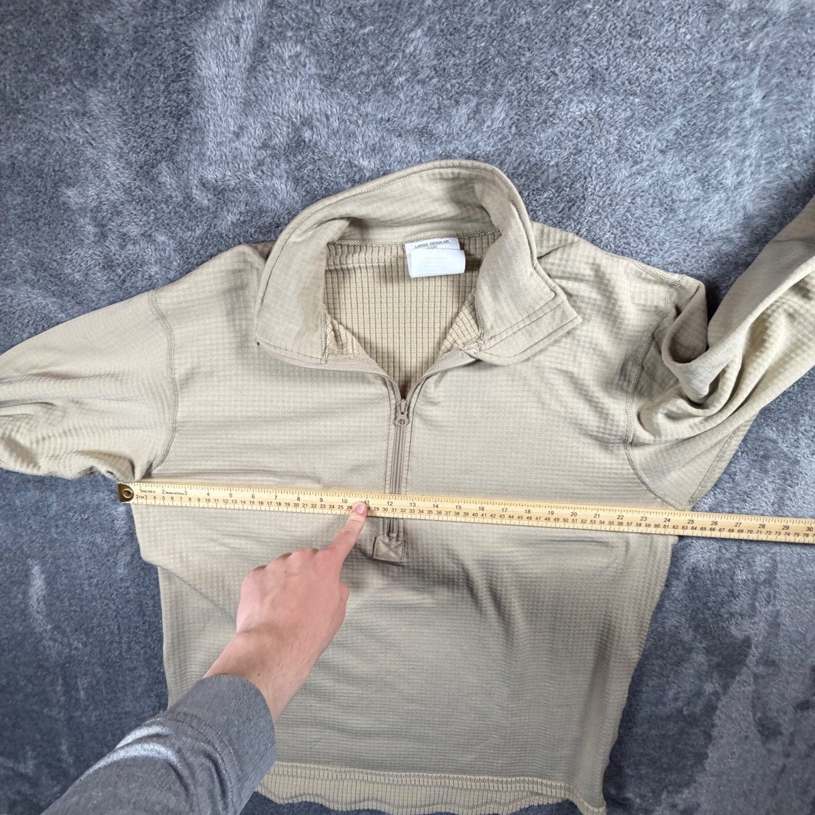 Peckham Pullover Shirt Mens Large 1/4 Zip ECWCS Gen III Tan Waffle Knit Thermal gallery