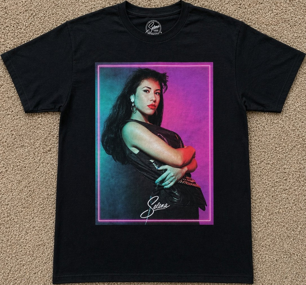 Selena Official Merchandise Black Graphic Print Crew Neck Cotton T-Shirt L