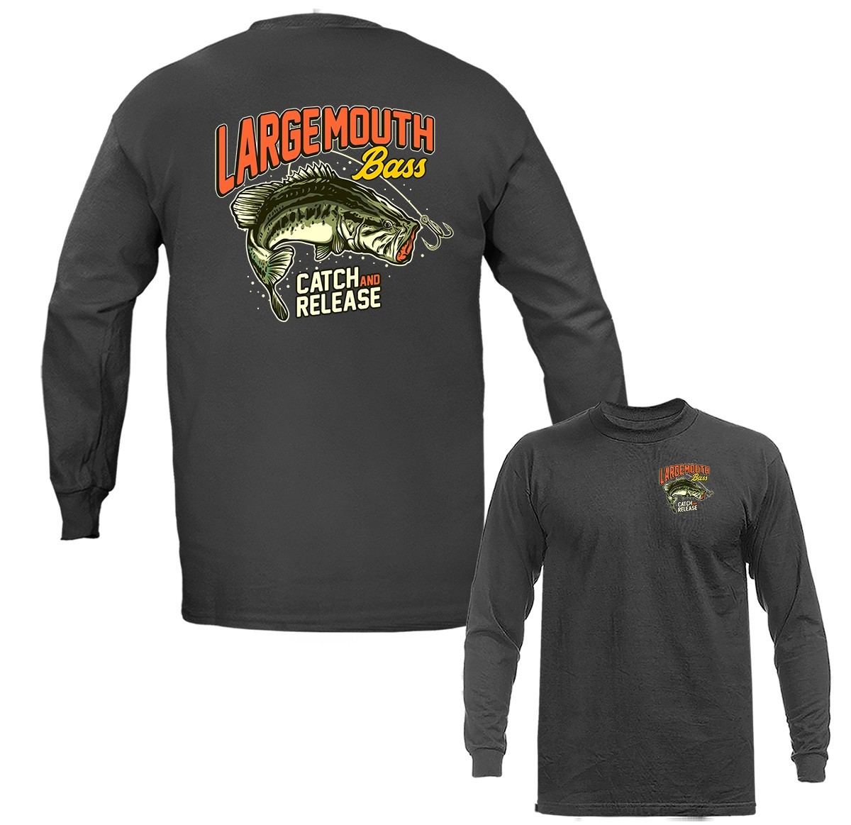 Largemouth Bass Catch & Release Outdoor Sports Fishing Long Sleeve T-Shirts