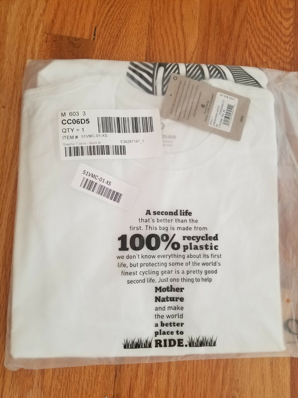 PEARL IZUMI Men's Graphic T-Shirt Short Sleeve White Size XS. NWT gallery