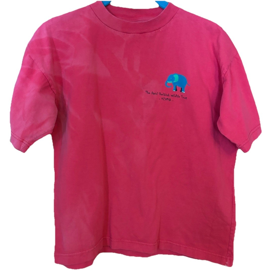 Oneway Kenya Red T-Shirt S/M David Sheldrick Wildlife Elephant Some Fading gallery