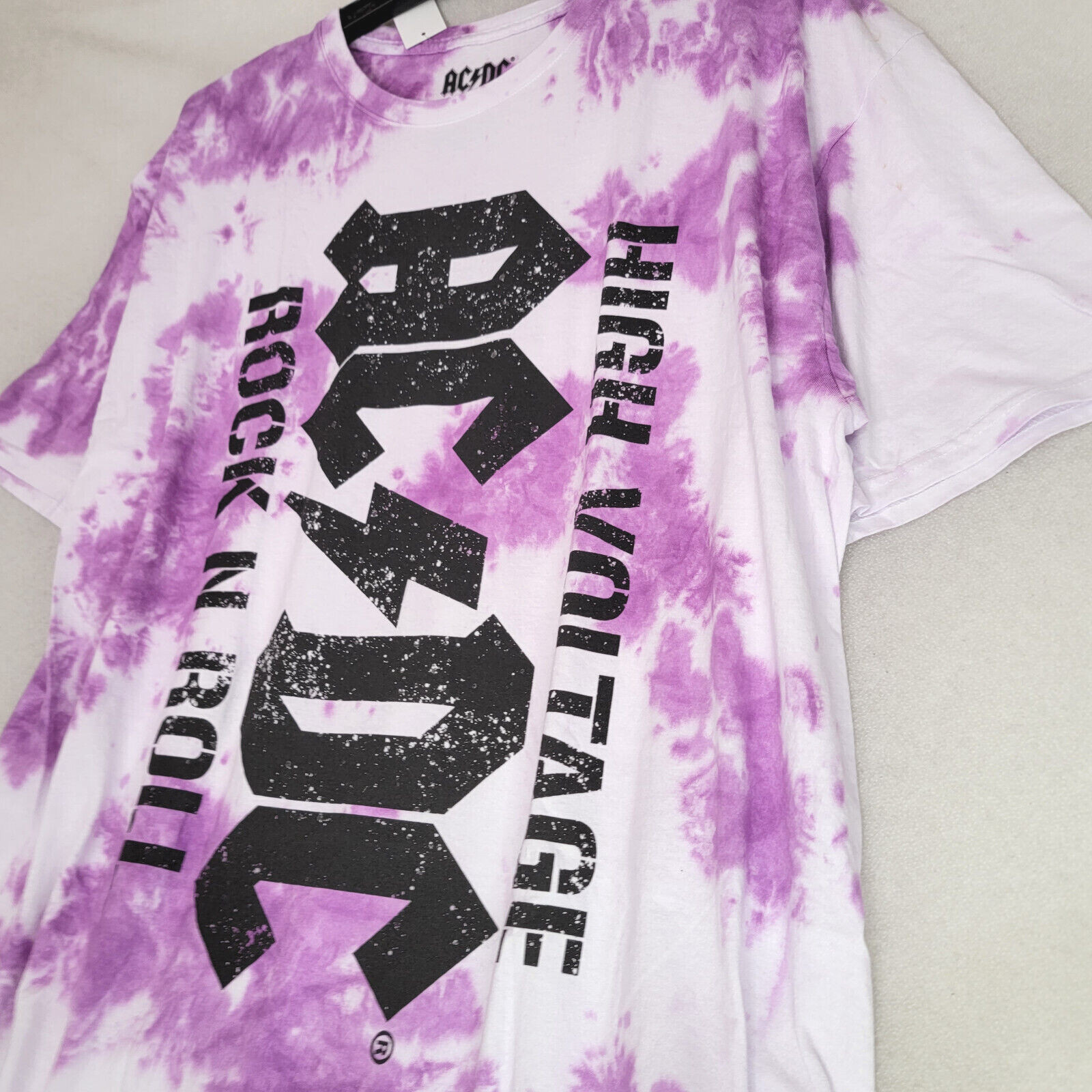 ACDC HIGH VOLTAGE Shirt Mens 2XL XXL Purple TIE DYE Casual ROCK NWT gallery