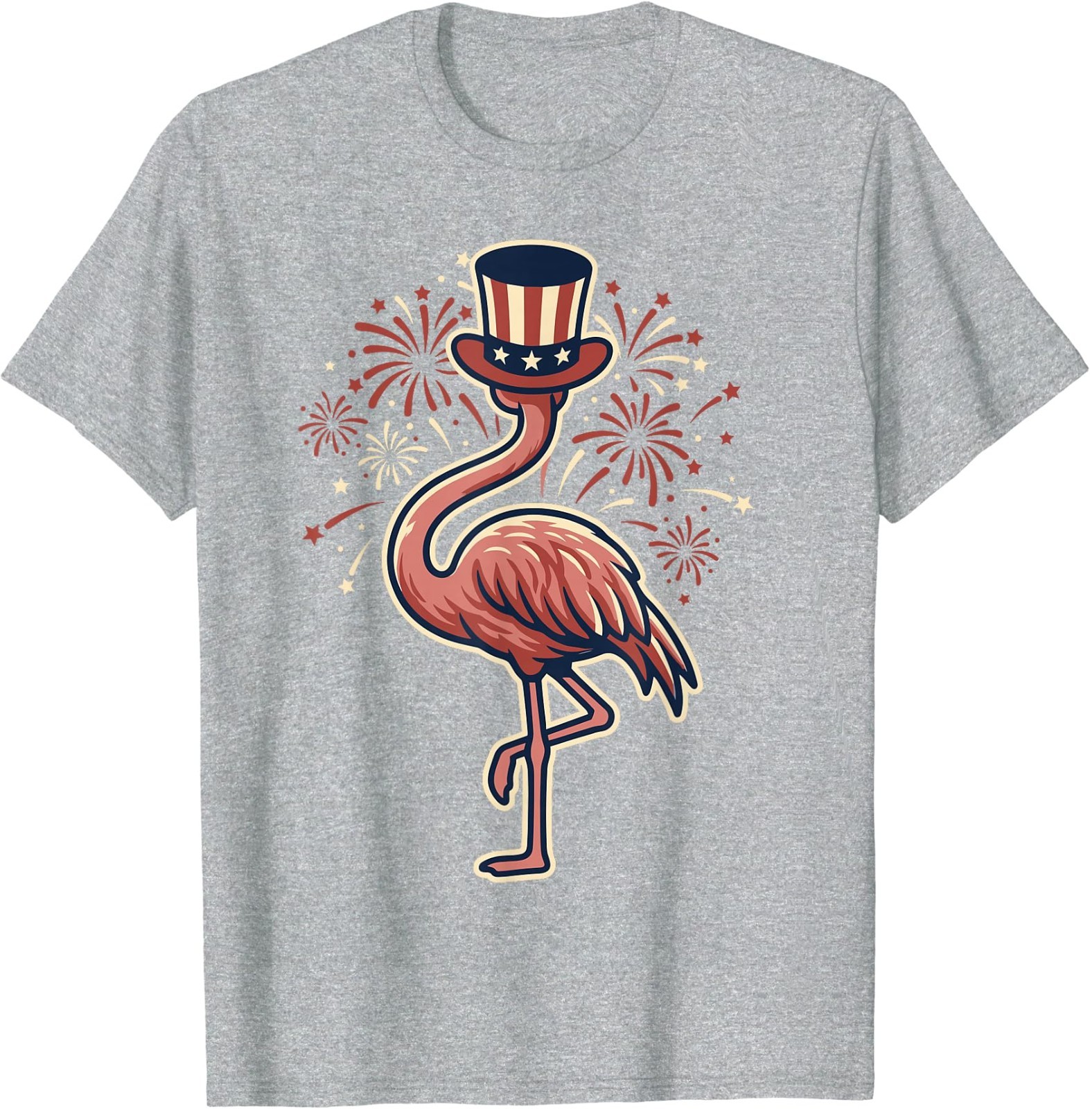 4th of July Flamingo Patriotic Top Hat Funny Fireworks USA T-Shirt gallery