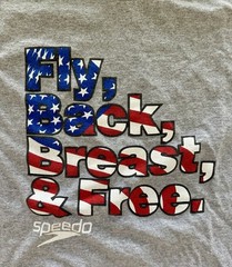 SPEEDO HEATHER GRAY TSHIRT INDIVIDUAL MEDLEY FLY BACK BREAST FREE 200 400 IM XXL