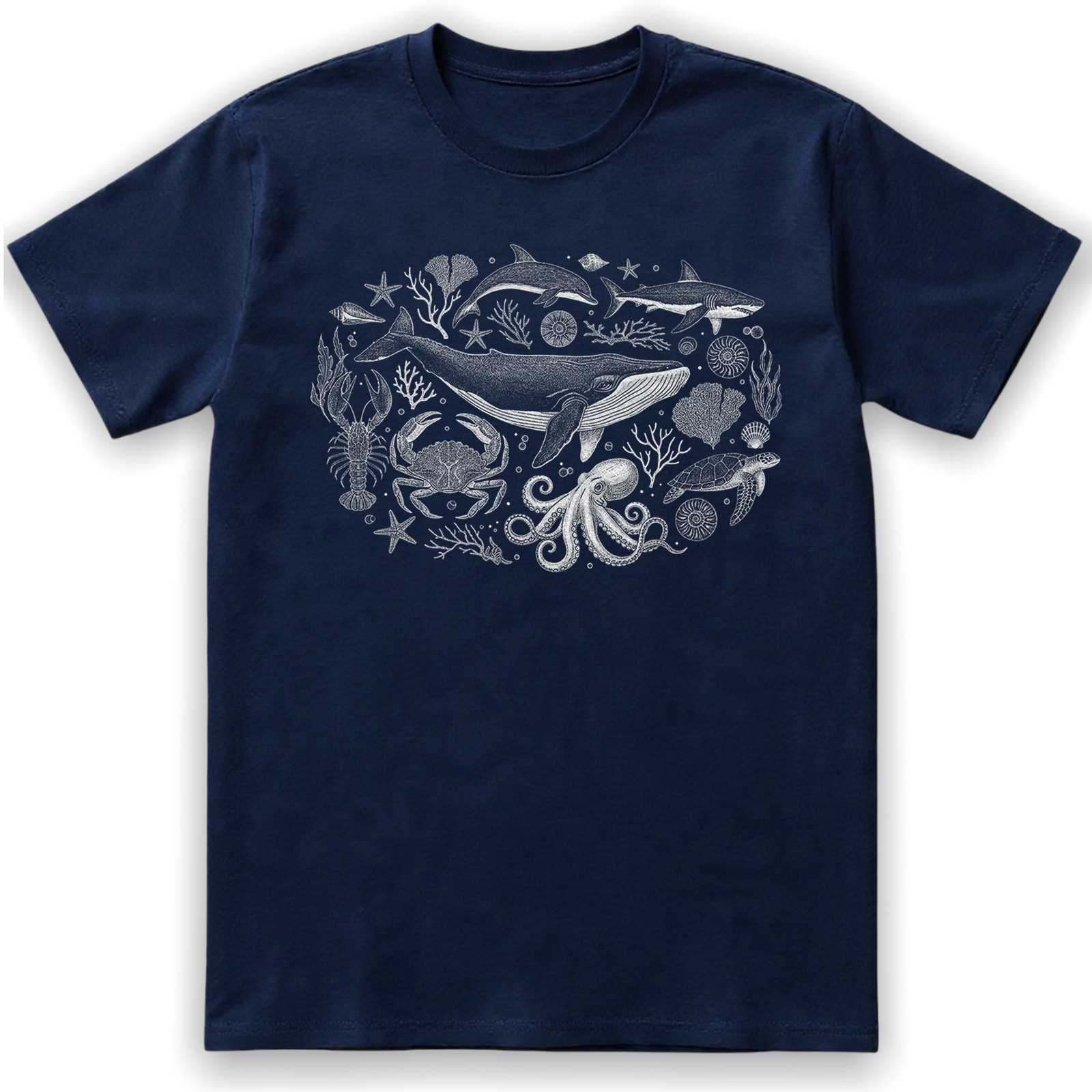 Sea Life Whale Shark Octopus Ocean Marine Retro Vintage Animal Gift Tee gallery
