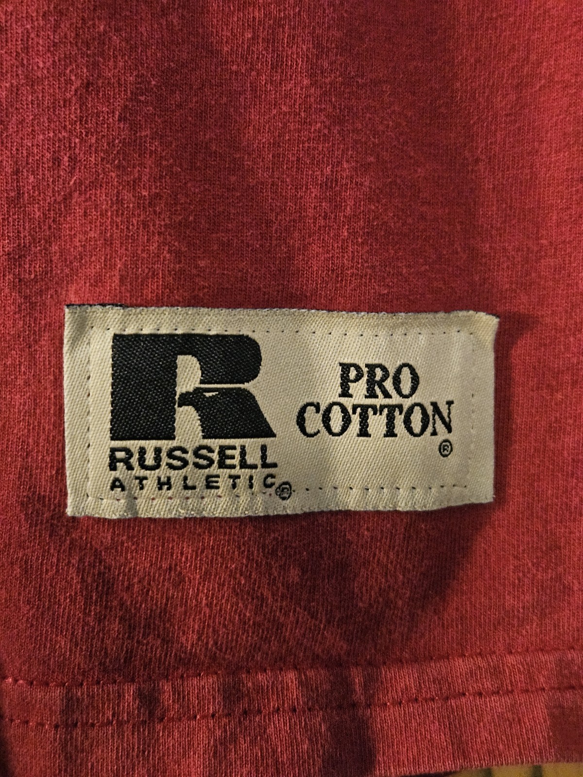 VTG 90s Russell Athletic Pro Cotton Pocket Blank T-Shirt Medium Boxy Faded Red gallery